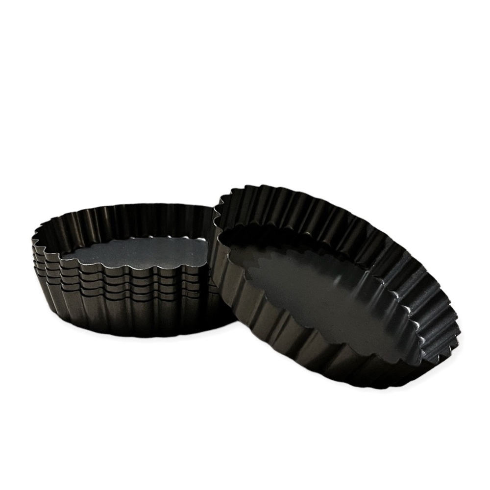 Fluted Non-Stick Individual 4.75” Tart/Quiche Pans w/Removable Bottom, set of 6